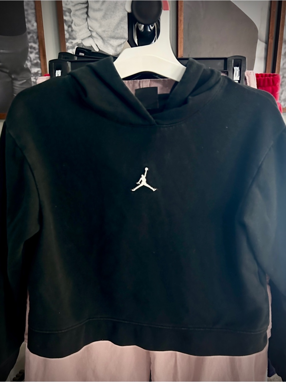 Jordan Girl’s Crop Black Pullover Hoodie, 12/13